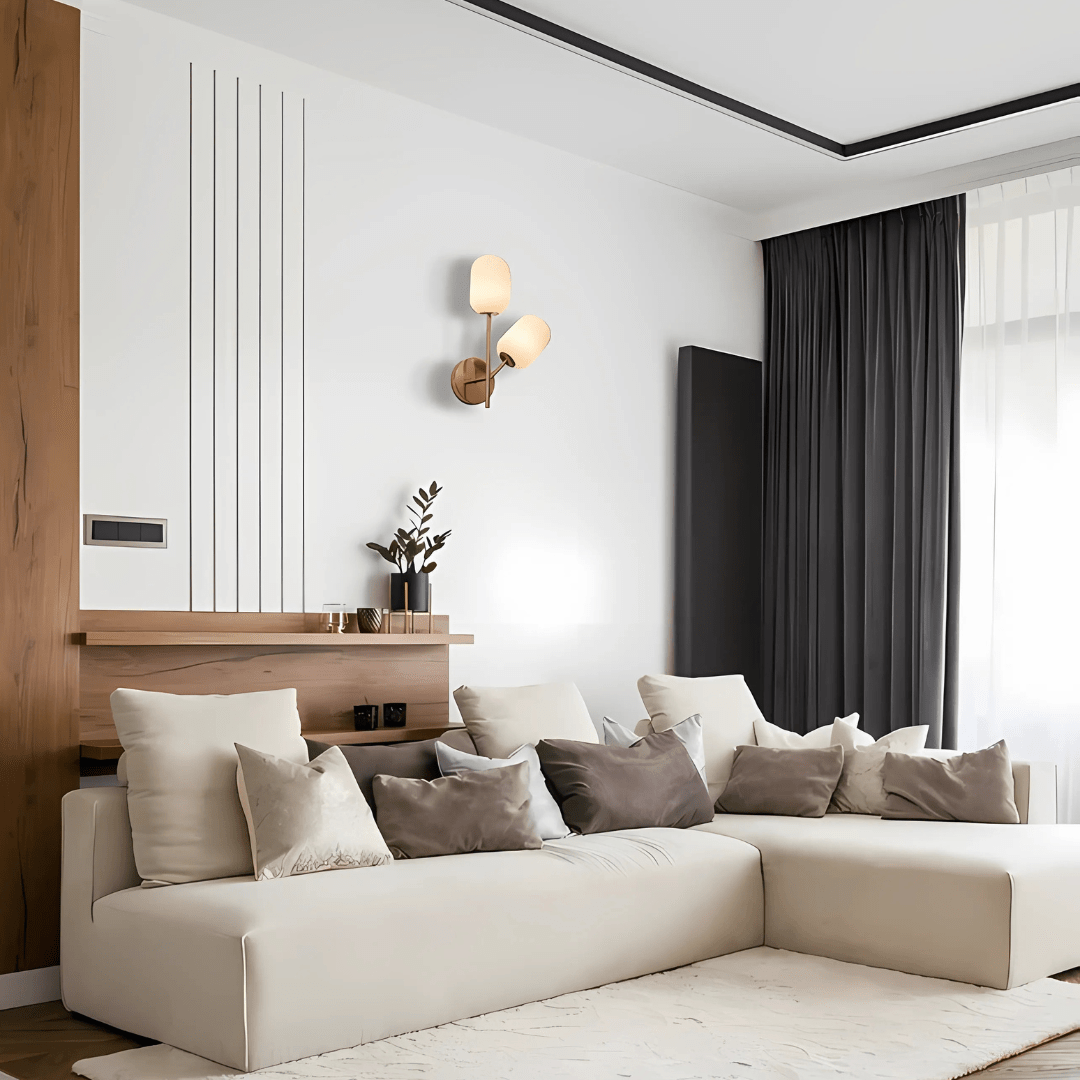 TKLD Wall & Sconce Lights Double Lamp Gold Aluminium Bronze Metal Opal Glass Cylinder Wall Light - G9