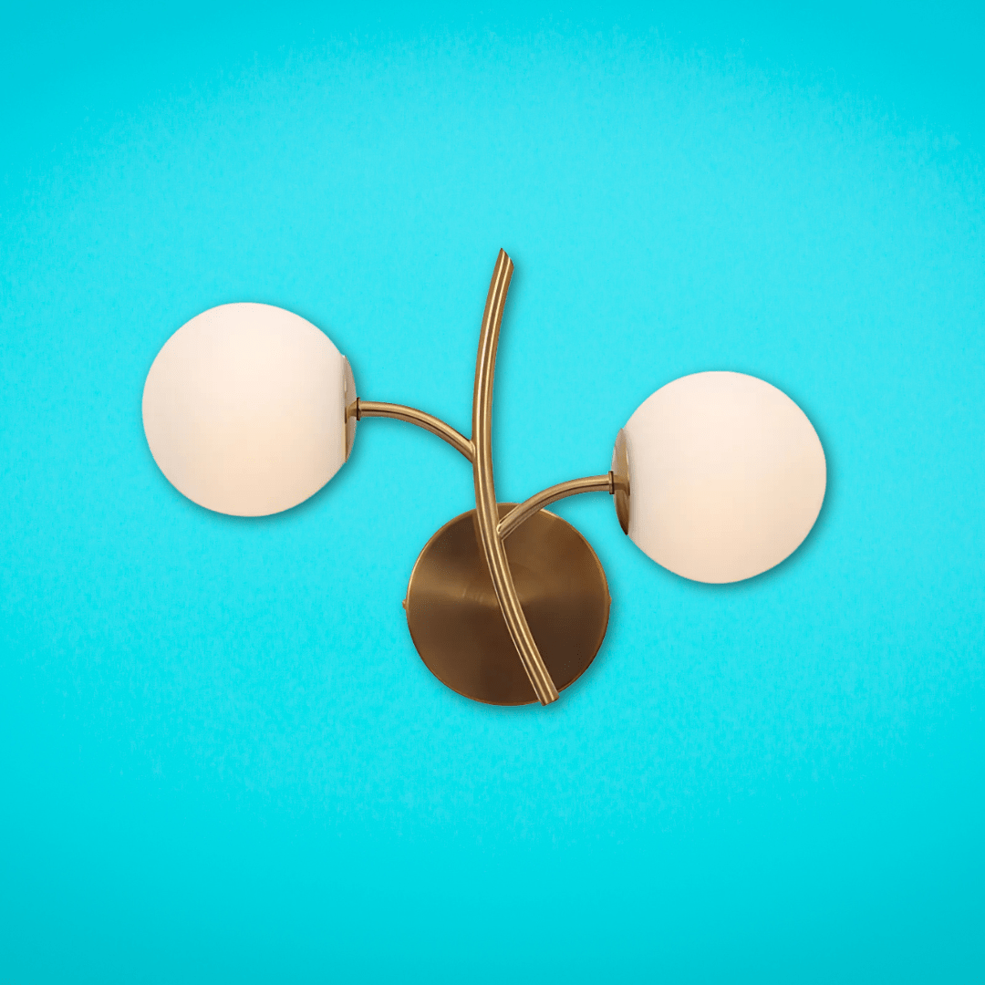 TKLD Wall & Sconce Lights Double Lamp Gold Aluminium Bronze Metal Opal Glass Globe Wall Light - 20W