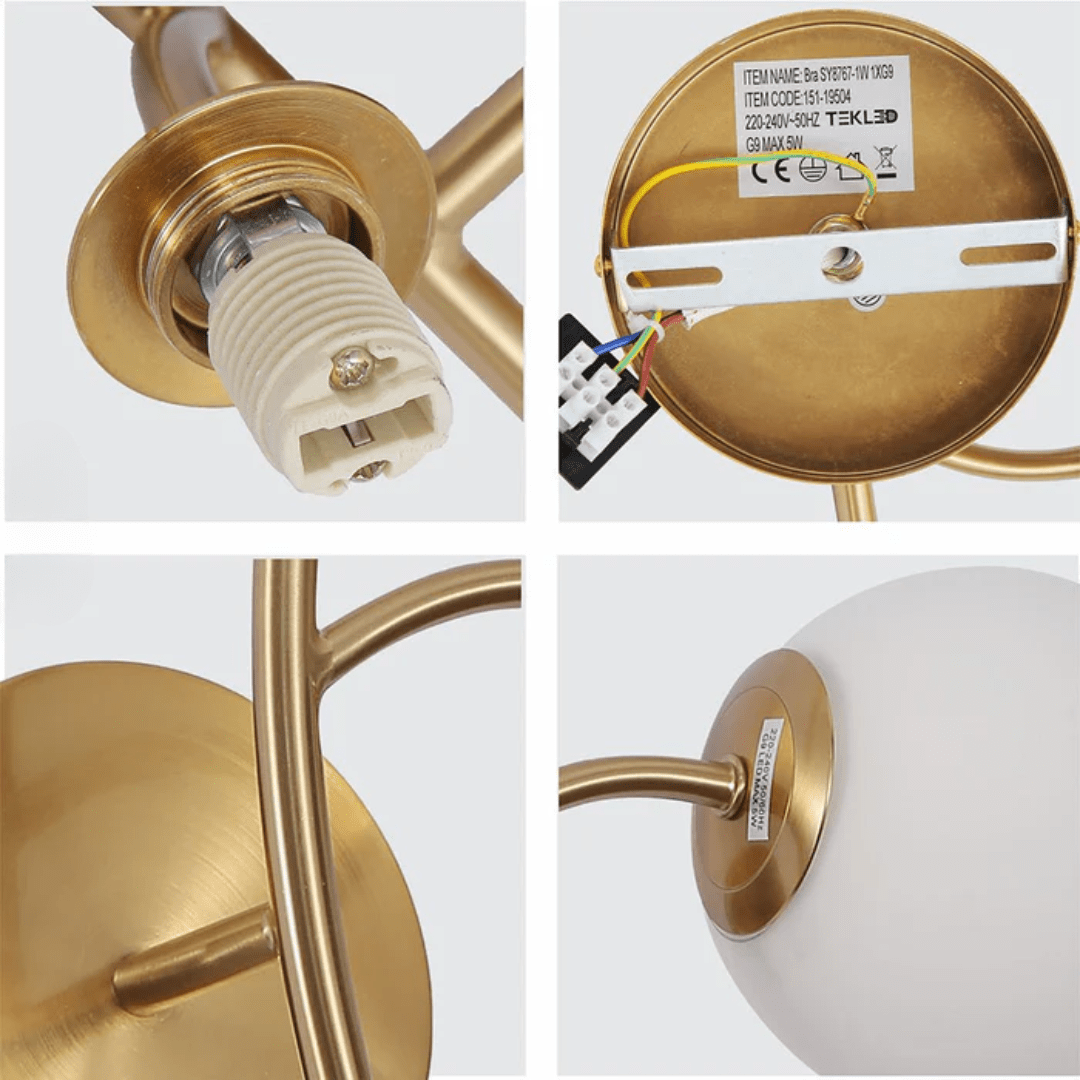 TKLD Wall & Sconce Lights Double Lamp Gold Aluminium Bronze Metal Opal Glass Globe Wall Light - 20W