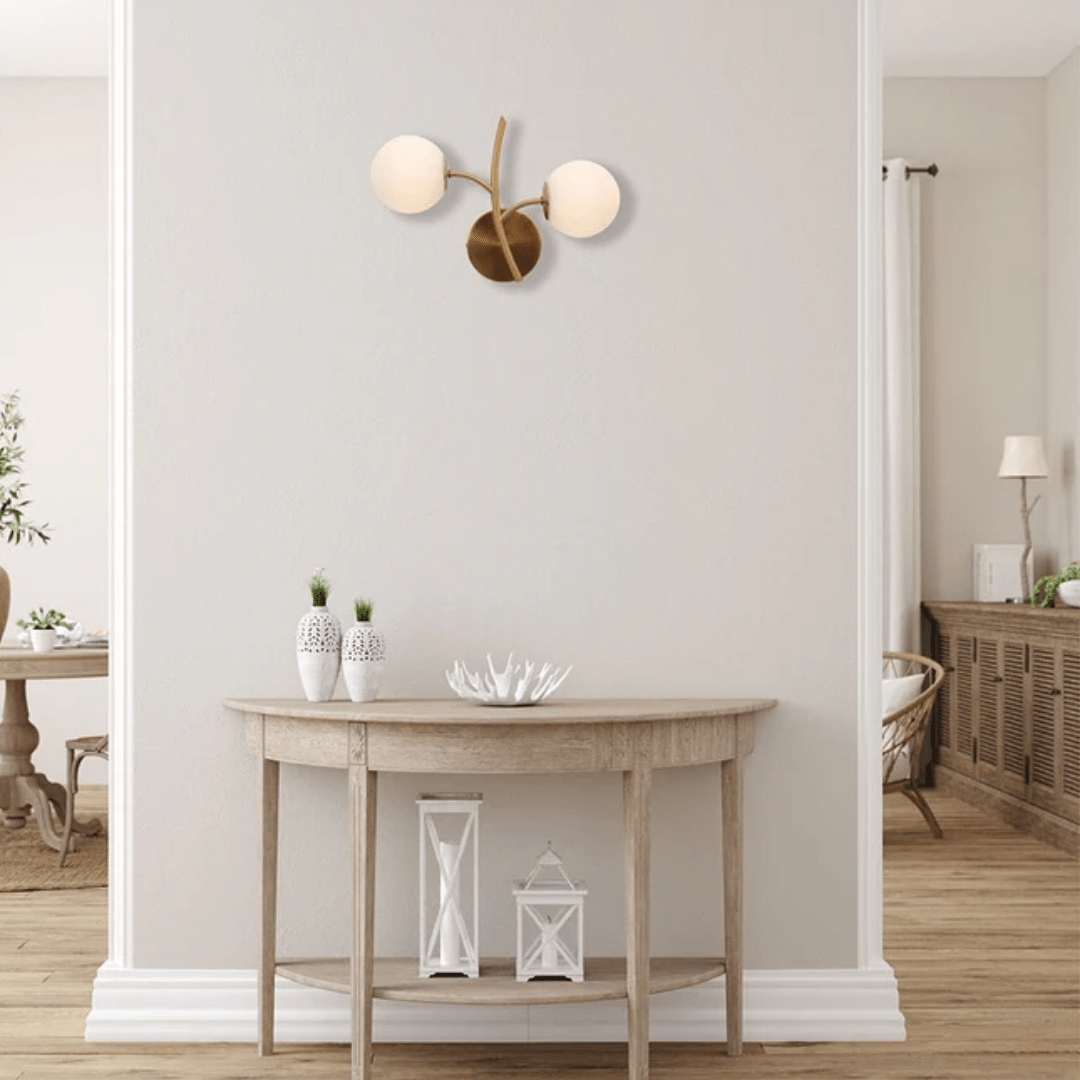 TKLD Wall & Sconce Lights Double Lamp Gold Aluminium Bronze Metal Opal Glass Globe Wall Light - 20W