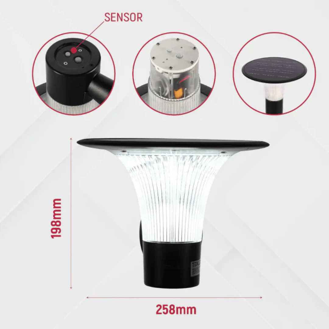 TKLD Wall & Sconce Lights Dual Black CCT Solar LED Wall Pathway Light - 15W