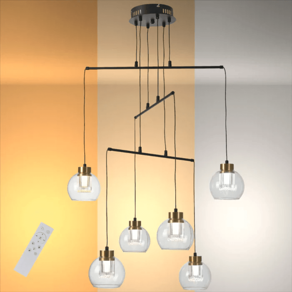 TKLD Pendant & Chandeliers Eleganza 6 Lamp Line Lumina Adjustable LED Chandeliers