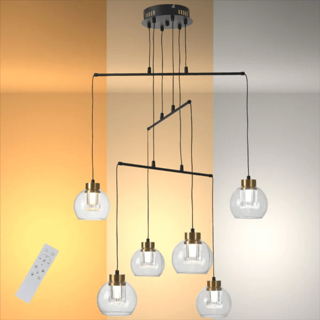 TKLD Pendant & Chandeliers Eleganza 6 Lamp Line Lumina Adjustable LED Chandeliers