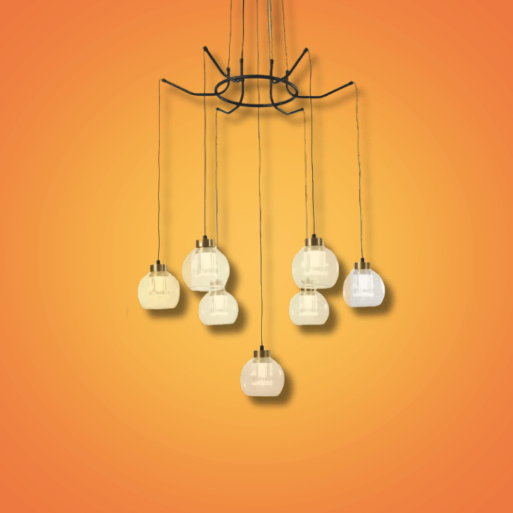 TKLD Pendant & Chandeliers Eleganza 7 Lamp Round Lumina Adjustable LED Chandeliers