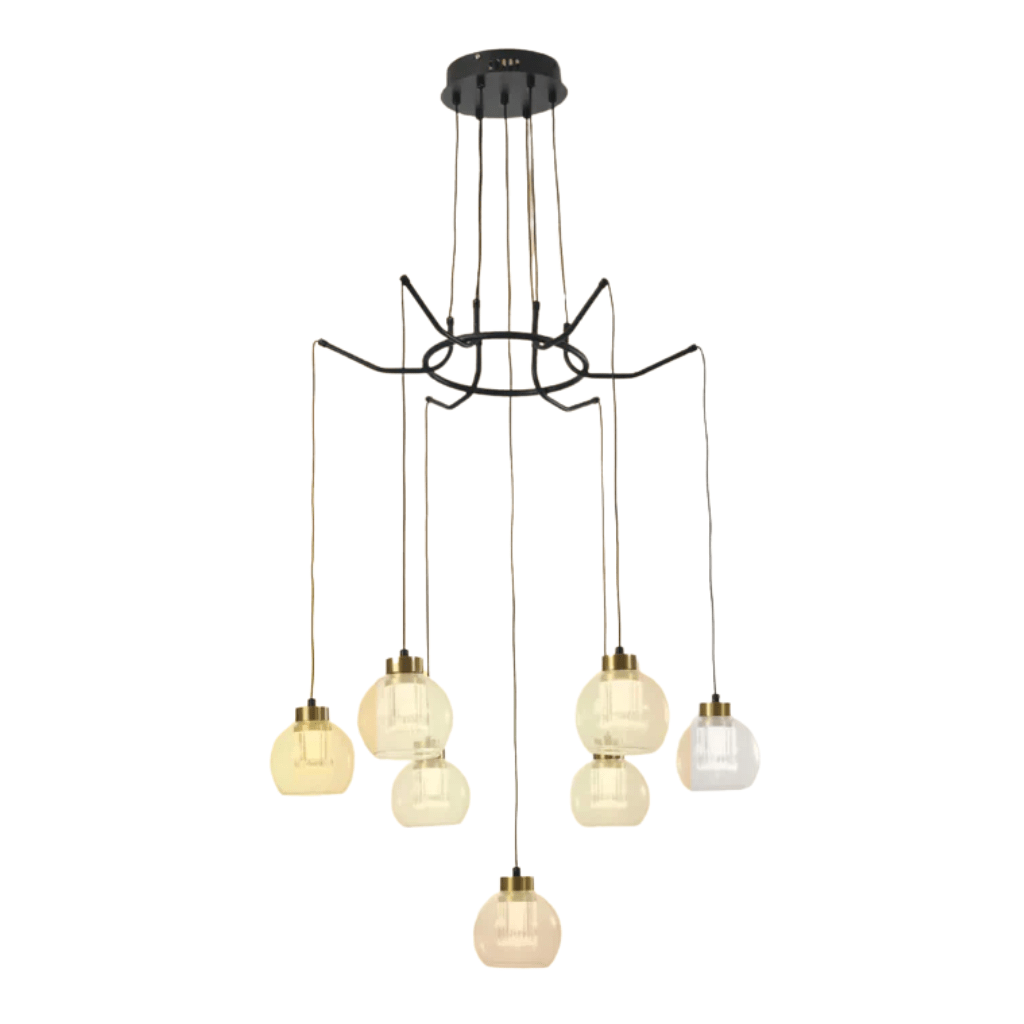 TKLD Pendant & Chandeliers Eleganza 7 Lamp Round Lumina Adjustable LED Chandeliers