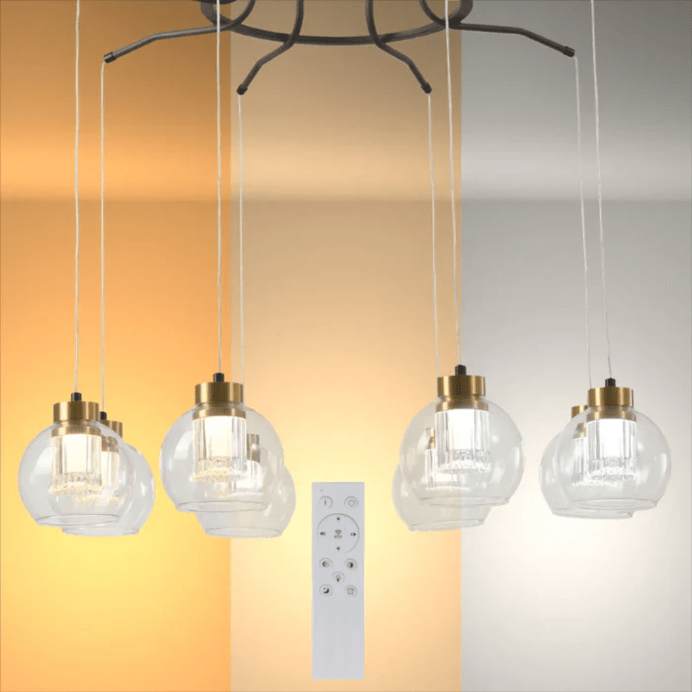 TKLD Pendant & Chandeliers Eleganza 8 Lamp Round Lumina Adjustable LED Chandeliers