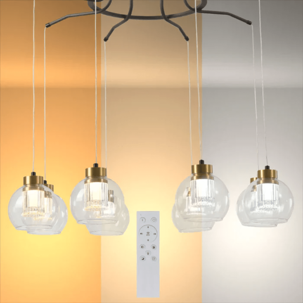 TKLD Pendant & Chandeliers Eleganza 8 Lamp Round Lumina Adjustable LED Chandeliers