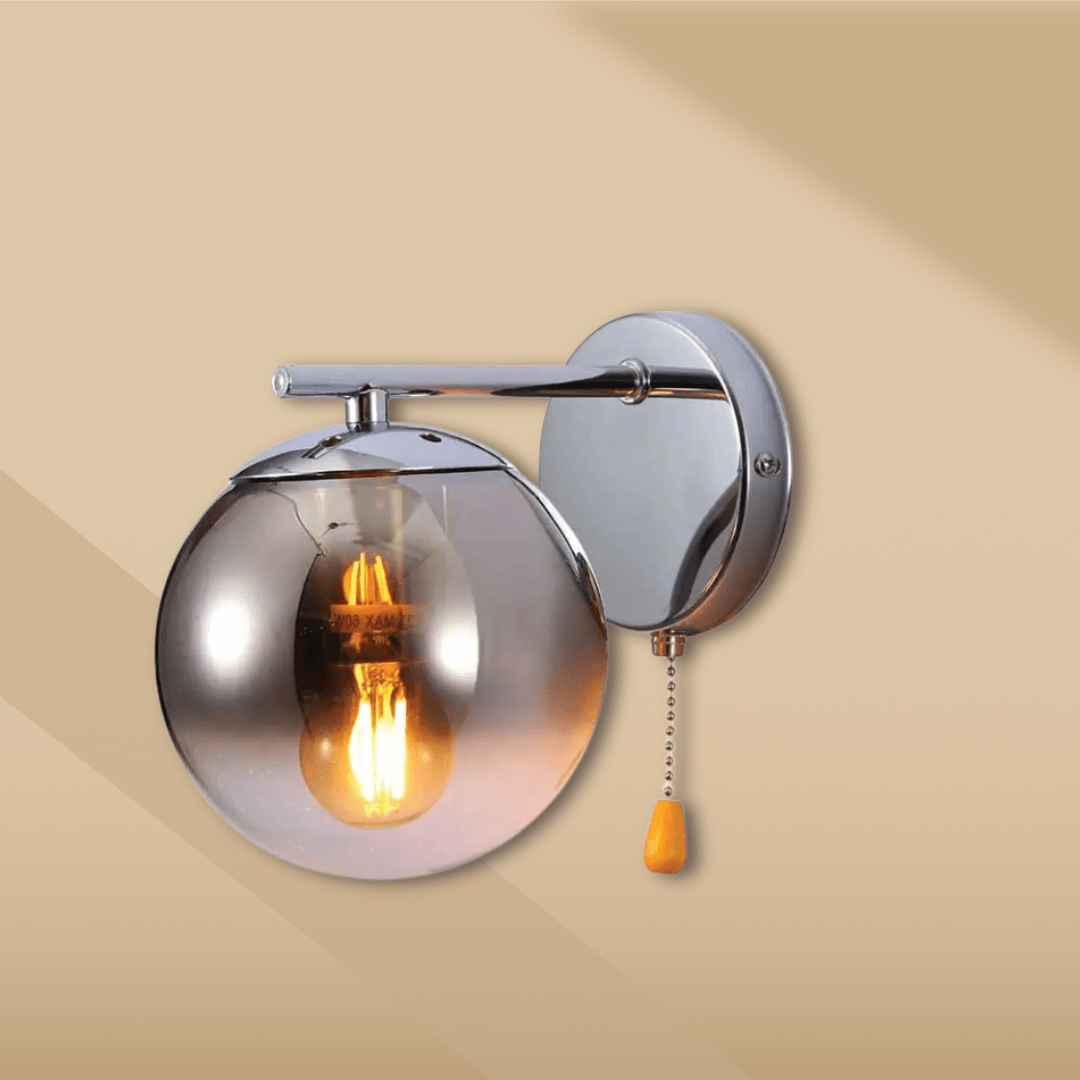 TKLD Pendant & Chandeliers Elephant Globe 1xE27 Chrome Smoky Glass Wall Light - 52011