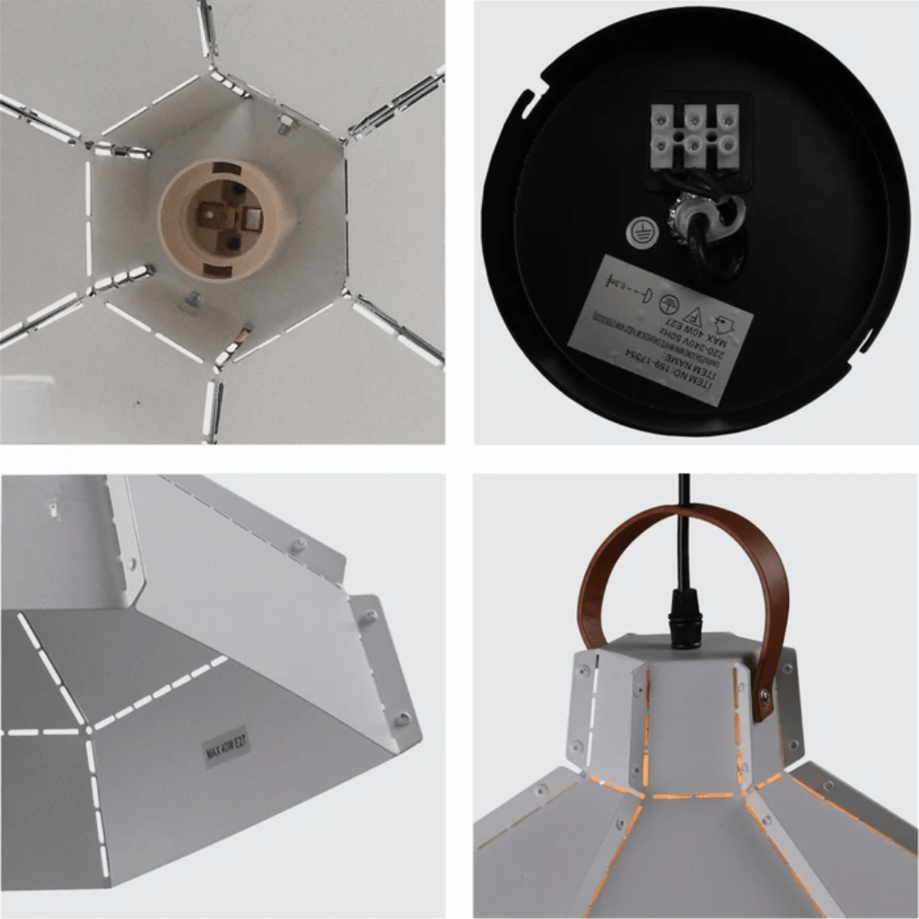 TKLD Pendant & Chandeliers Esagono Grey Midi Maxi Metal E27 Pendant Ceiling Light - 355mm/410mm