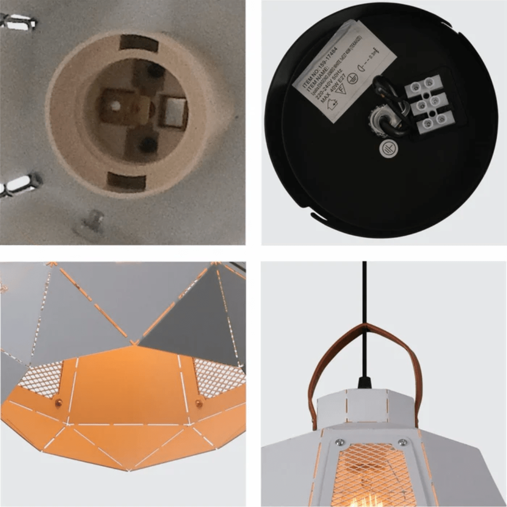 TKLD Pendant & Chandeliers Esagono Pod Lantern Black or White E27 Pendant Ceiling Light - 260mm/330mm