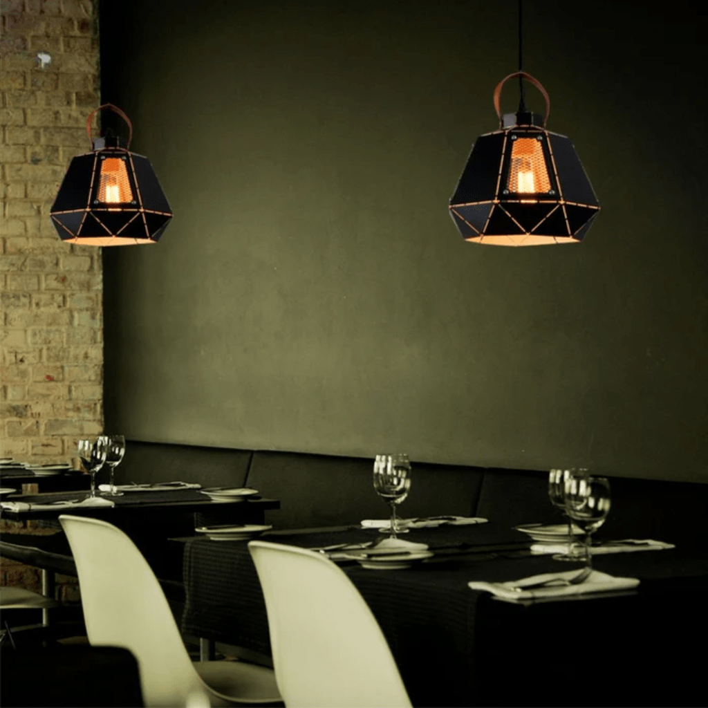 TKLD Pendant & Chandeliers Esagono Pod Lantern Black or White E27 Pendant Ceiling Light - 260mm/330mm