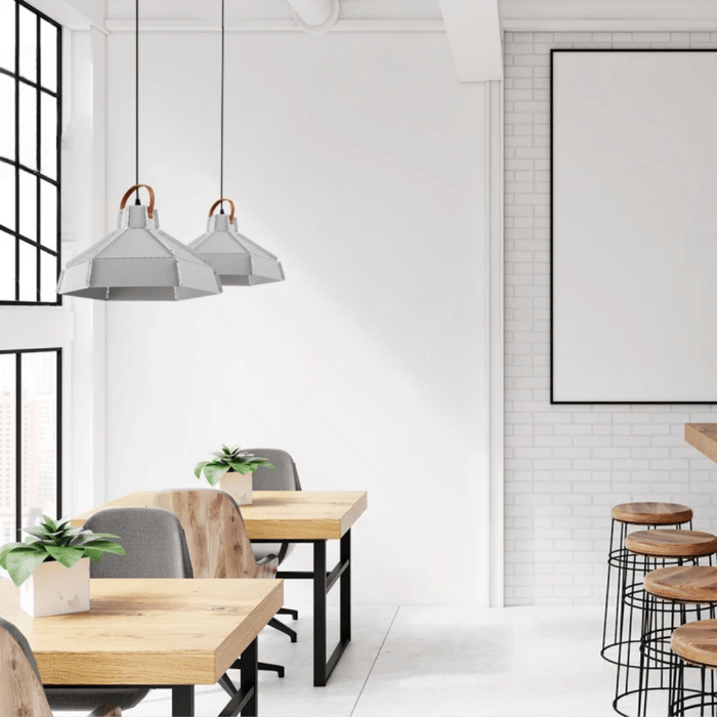 TKLD Pendant & Chandeliers Esagono White Midi Maxi Metal E27 Pendant Ceiling Light - 355mm/410mm