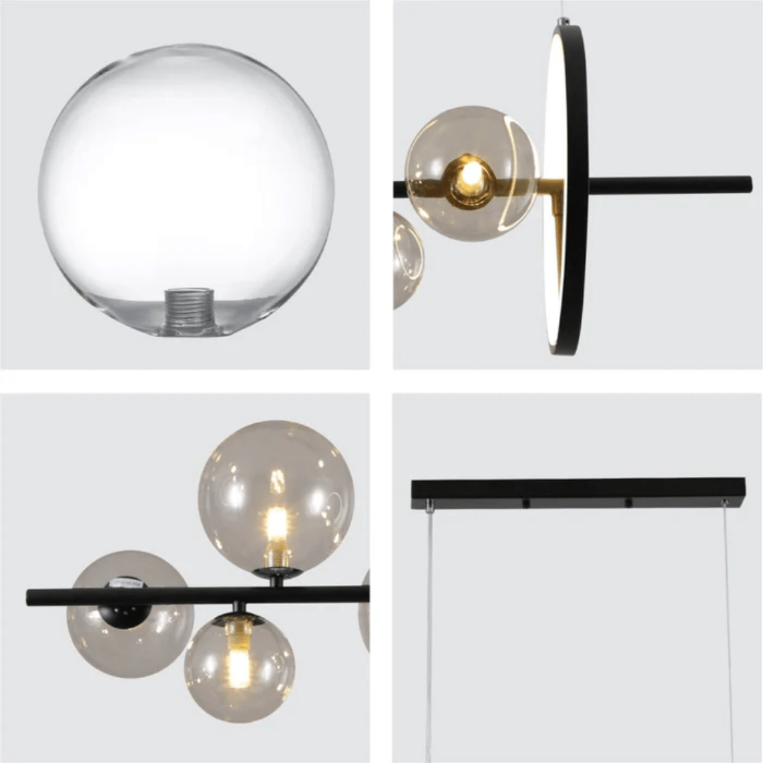 TKLD Pendant & Chandeliers Expanse Ring Black Clear Globe Glasses LED Island Chandelier Ceiling Light - 20W