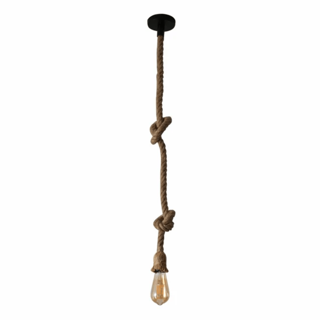 TKLD Pendant & Chandeliers Farmhouse Rustic Hemp Rope E27 Pendant Ceiling Light