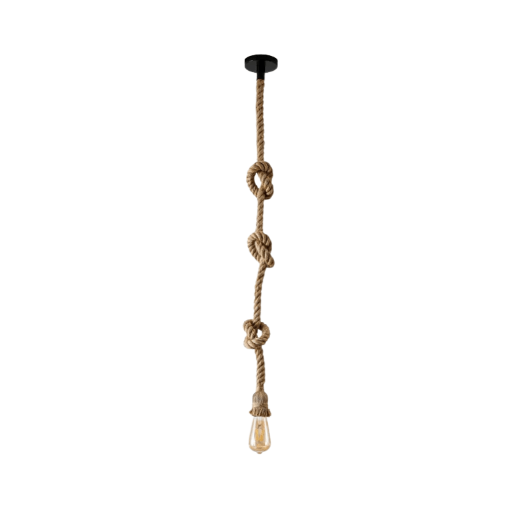 TKLD Pendant & Chandeliers Farmhouse Rustic Hemp Rope E27 Pendant Ceiling Light