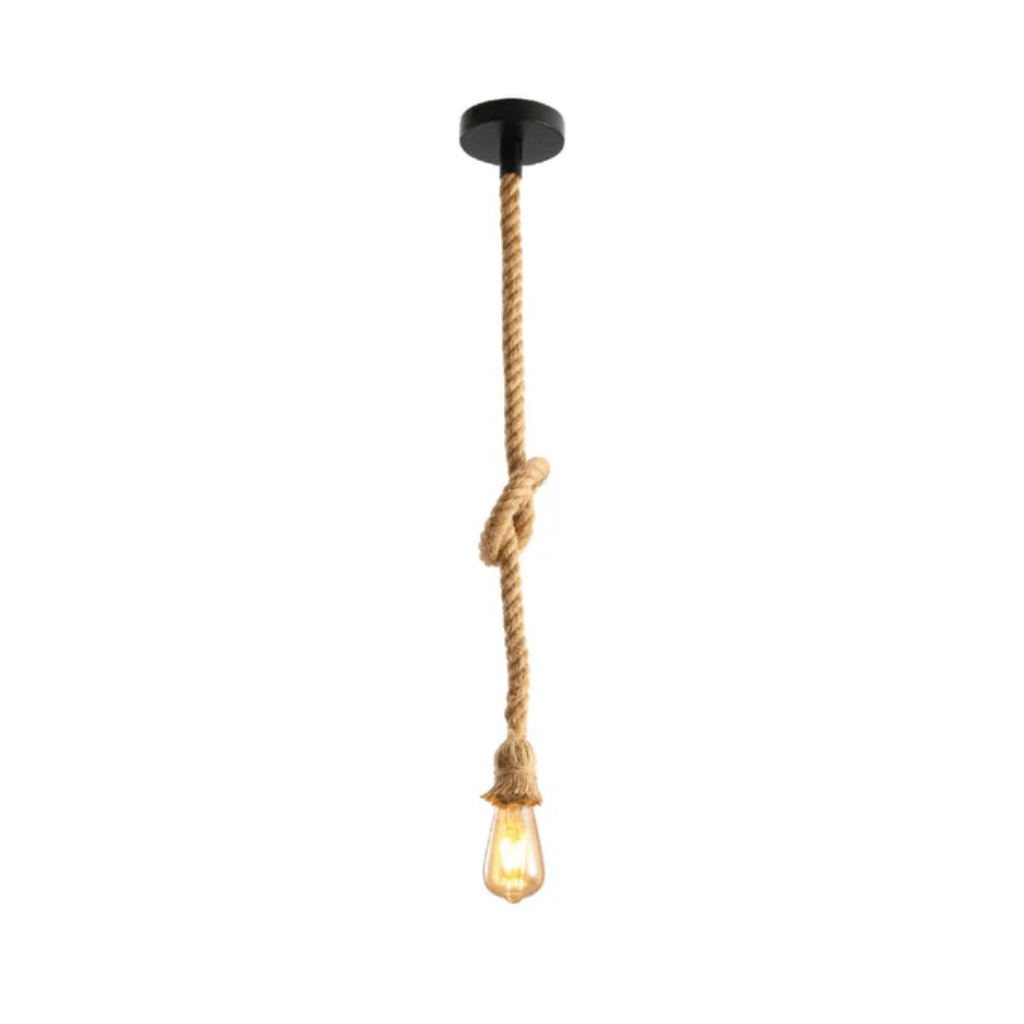 TKLD Pendant & Chandeliers Farmhouse Rustic Hemp Rope E27 Pendant Ceiling Light
