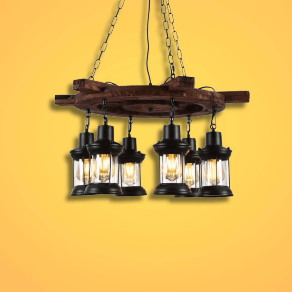 TKLD Pendant & Chandeliers Farmhouse Wood Marine Ship Wheel Nautical Kitchen Island Chandelier Ceiling Light