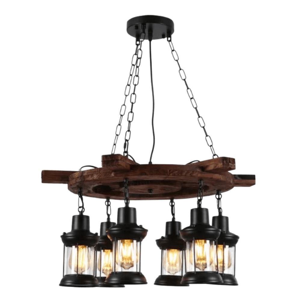 TKLD Pendant & Chandeliers Farmhouse Wood Marine Ship Wheel Nautical Kitchen Island Chandelier Ceiling Light