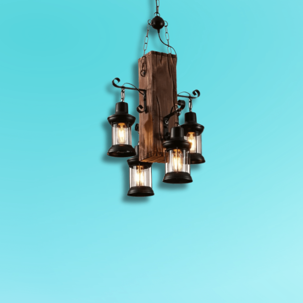 TKLD Pendant & Chandeliers Farmhouse Wood Marine Timber Vertical Nautical Kitchen Island Chandelier Ceiling Light
