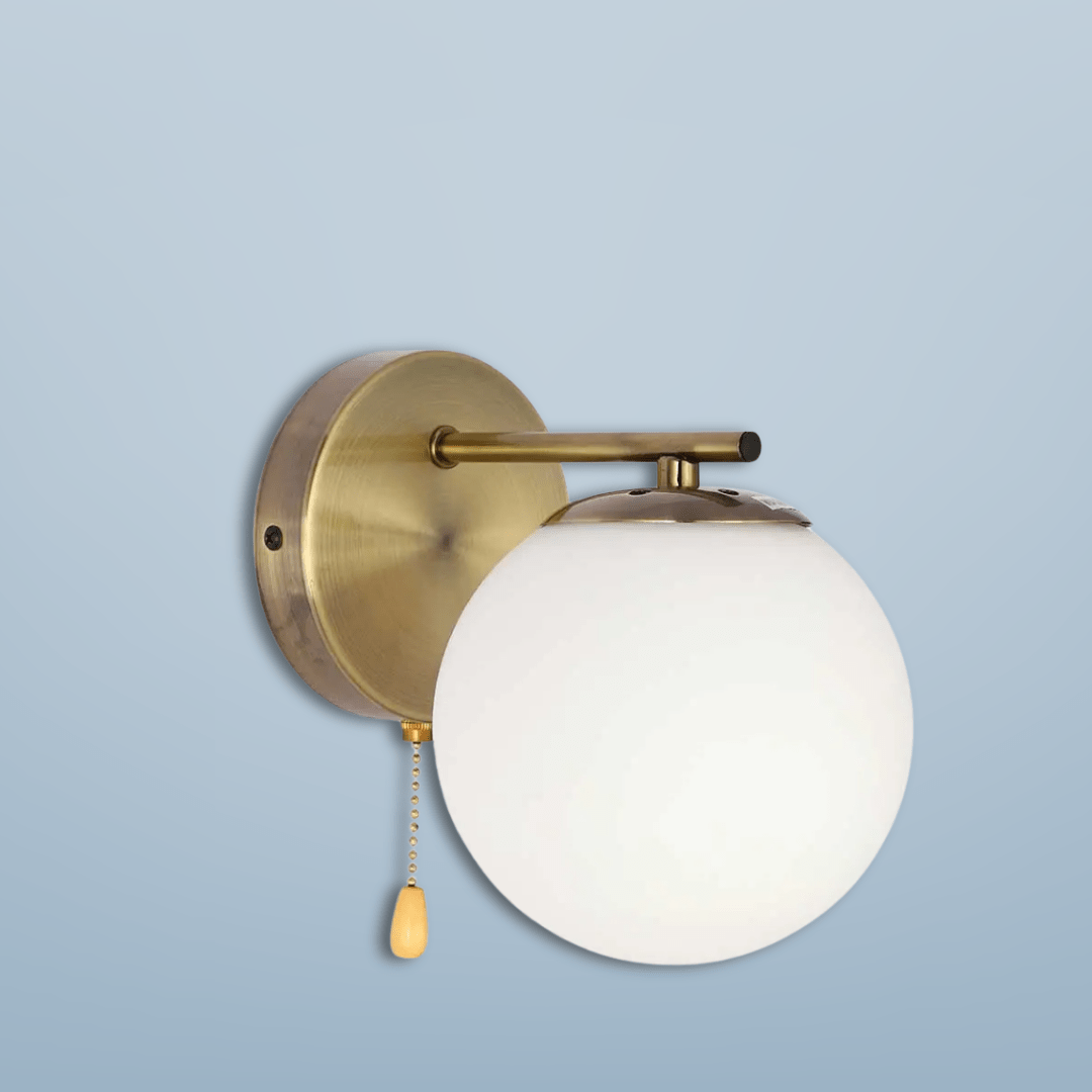 TKLD Pendant & Chandeliers Globe 1xE27 Rod OPAL+ Antique Brass Wall Light - 52030