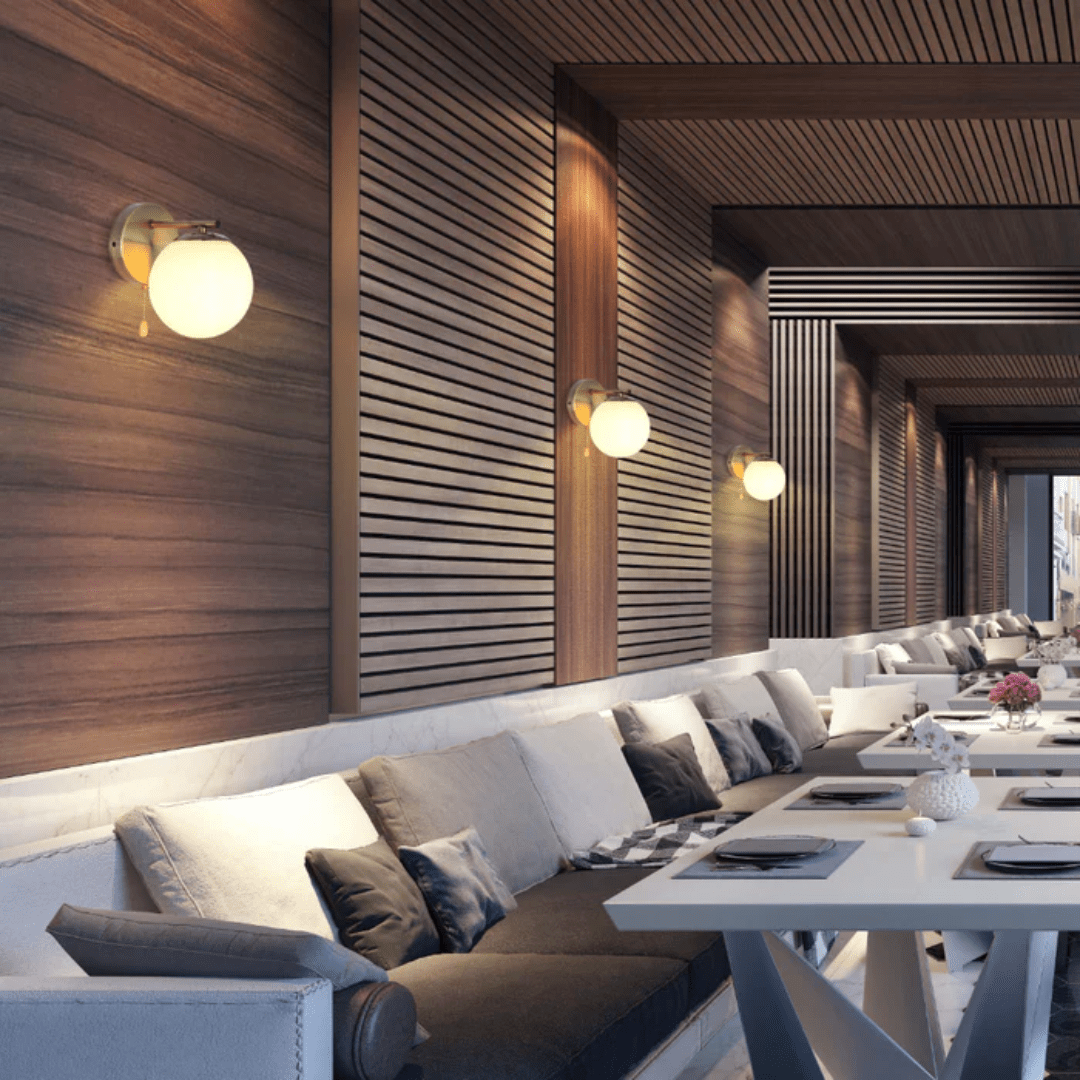 TKLD Pendant & Chandeliers Globe 1xE27 Rod OPAL+ Antique Brass Wall Light - 52030