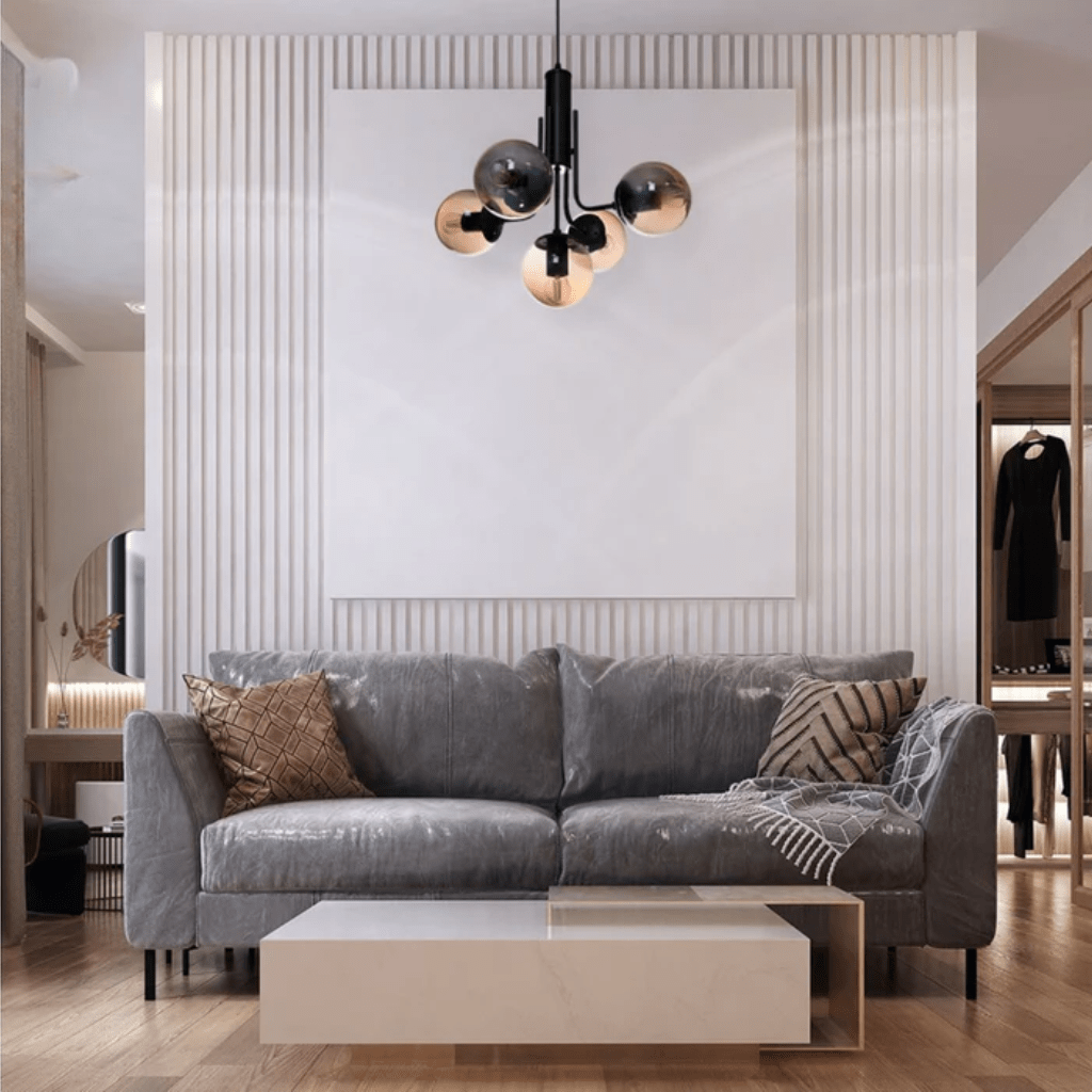 TKLD Pendant & Chandeliers Globe Glass Black Body Amber or Smoky E27 Pendant Chandelier Ceiling Light