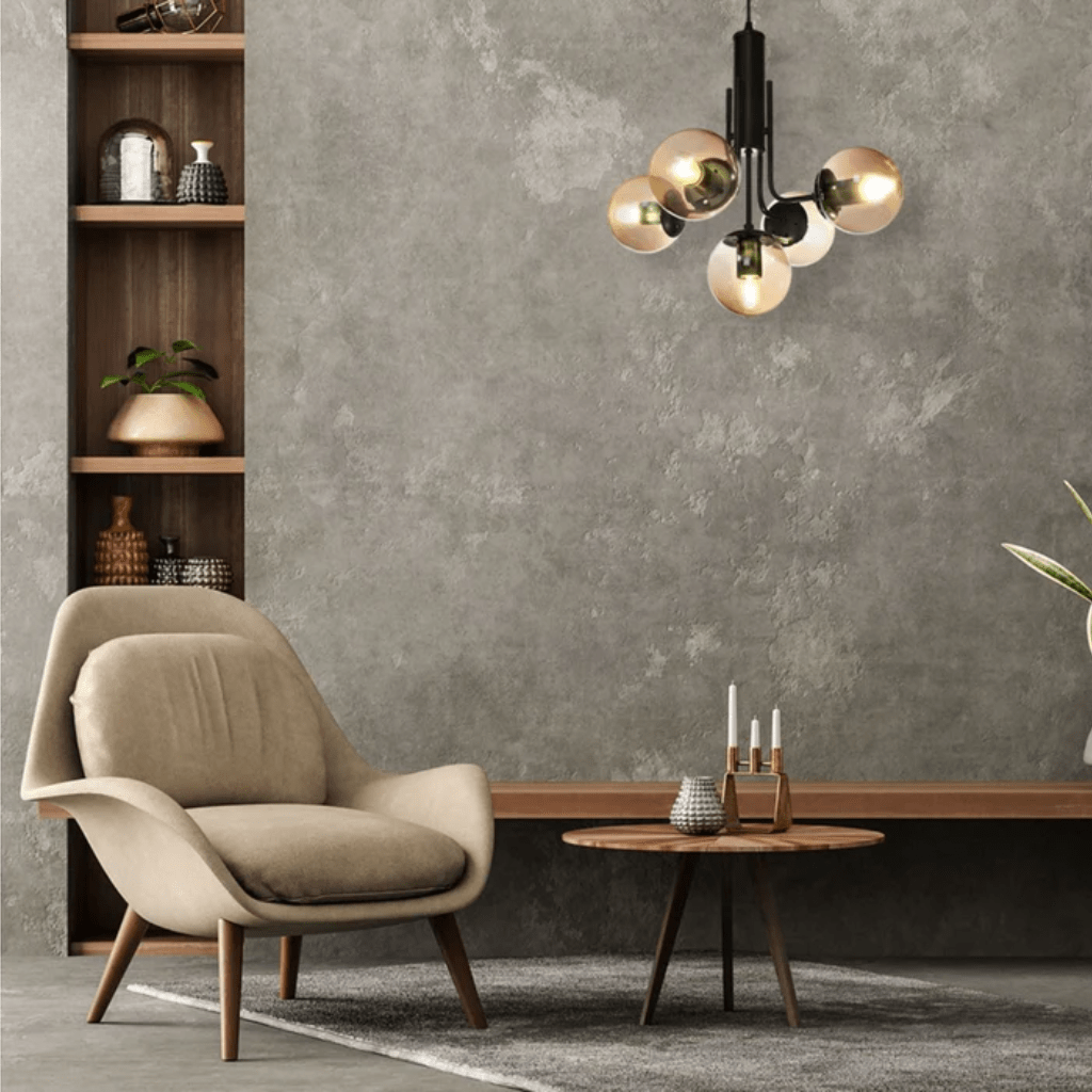 TKLD Pendant & Chandeliers Globe Glass Black Body Amber or Smoky E27 Pendant Chandelier Ceiling Light