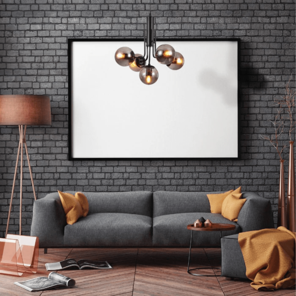 TKLD Pendant & Chandeliers Globe Glass Black Body Amber or Smoky E27 Pendant Chandelier Ceiling Light