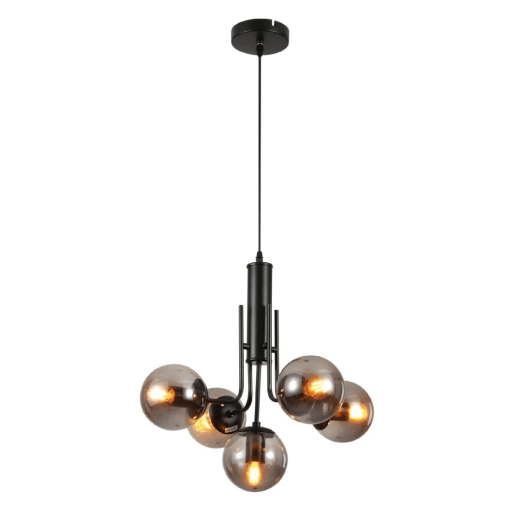 TKLD Pendant & Chandeliers Globe Glass Black Body Amber or Smoky E27 Pendant Chandelier Ceiling Light