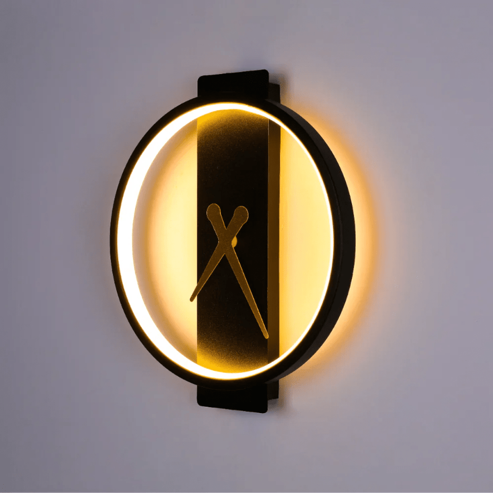 TKLD Pendant & Chandeliers Glowing Sundial Black 3000K LED Wall Sconce Light - 18W