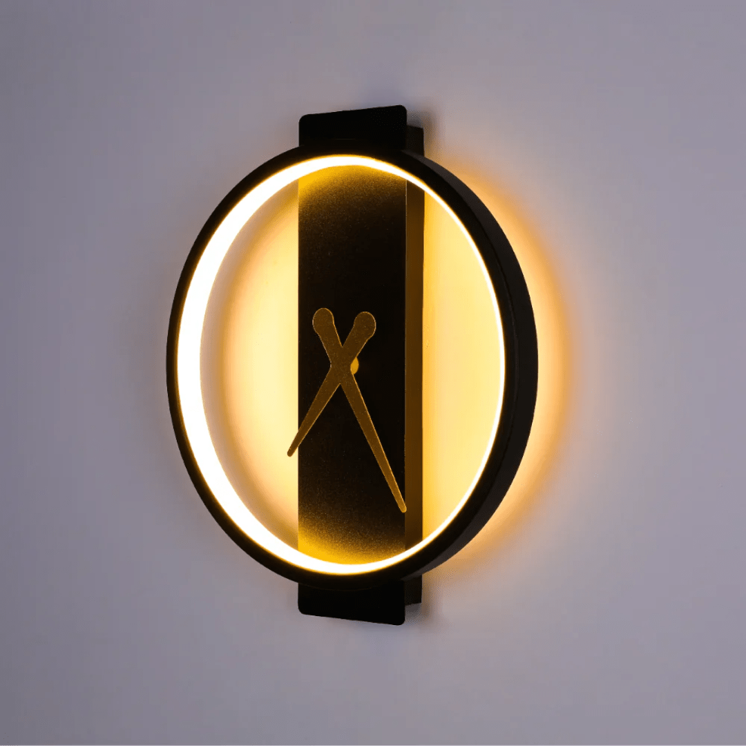 TKLD Pendant & Chandeliers Glowing Sundial Black 3000K LED Wall Sconce Light - 18W