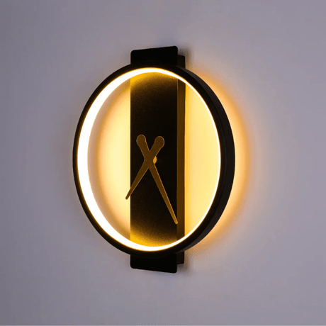 TKLD Pendant & Chandeliers Glowing Sundial Black 3000K LED Wall Sconce Light - 18W