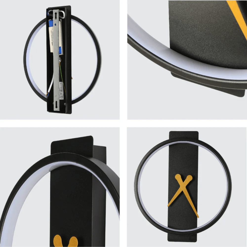 TKLD Pendant & Chandeliers Glowing Sundial Black 3000K LED Wall Sconce Light - 18W