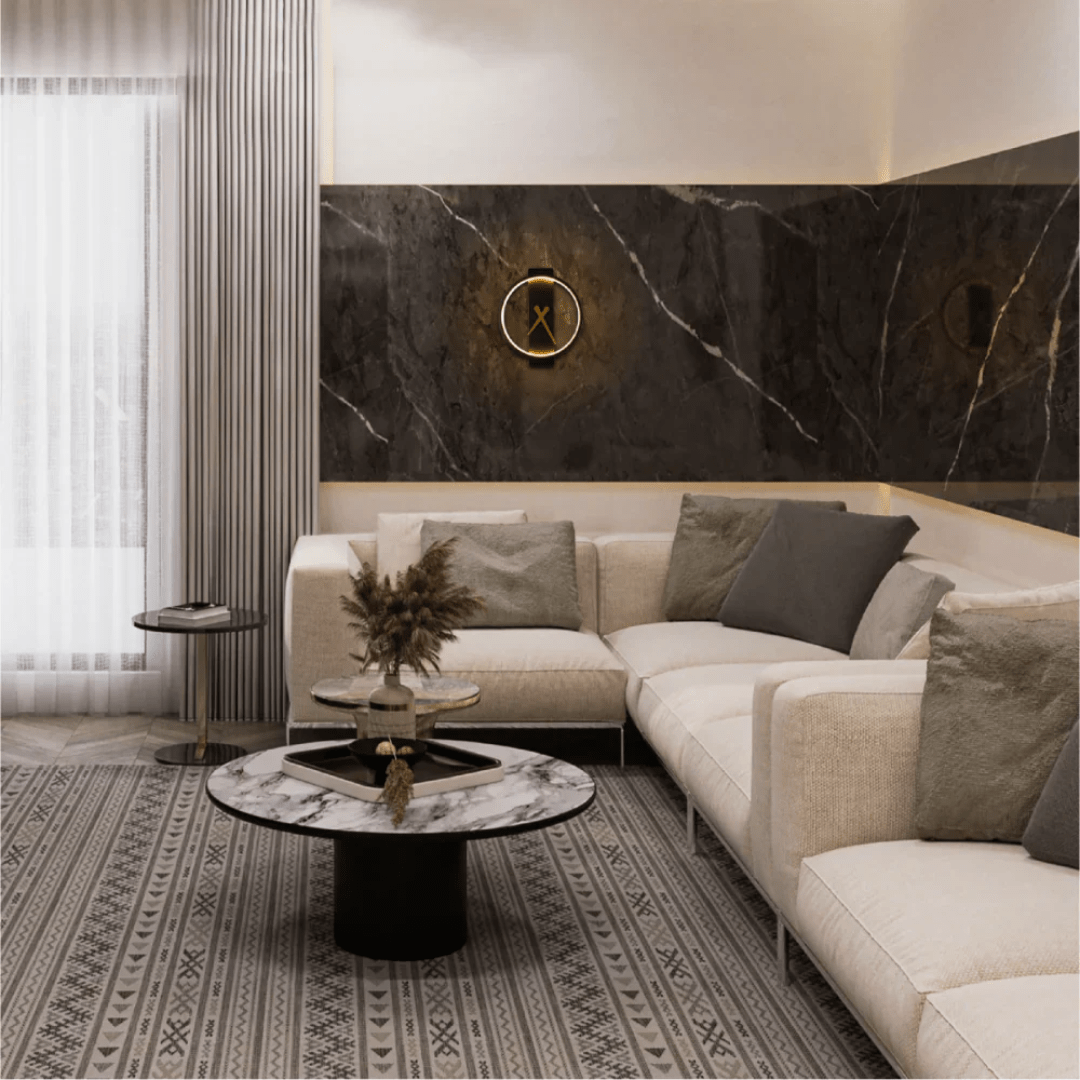 TKLD Pendant & Chandeliers Glowing Sundial Black 3000K LED Wall Sconce Light - 18W