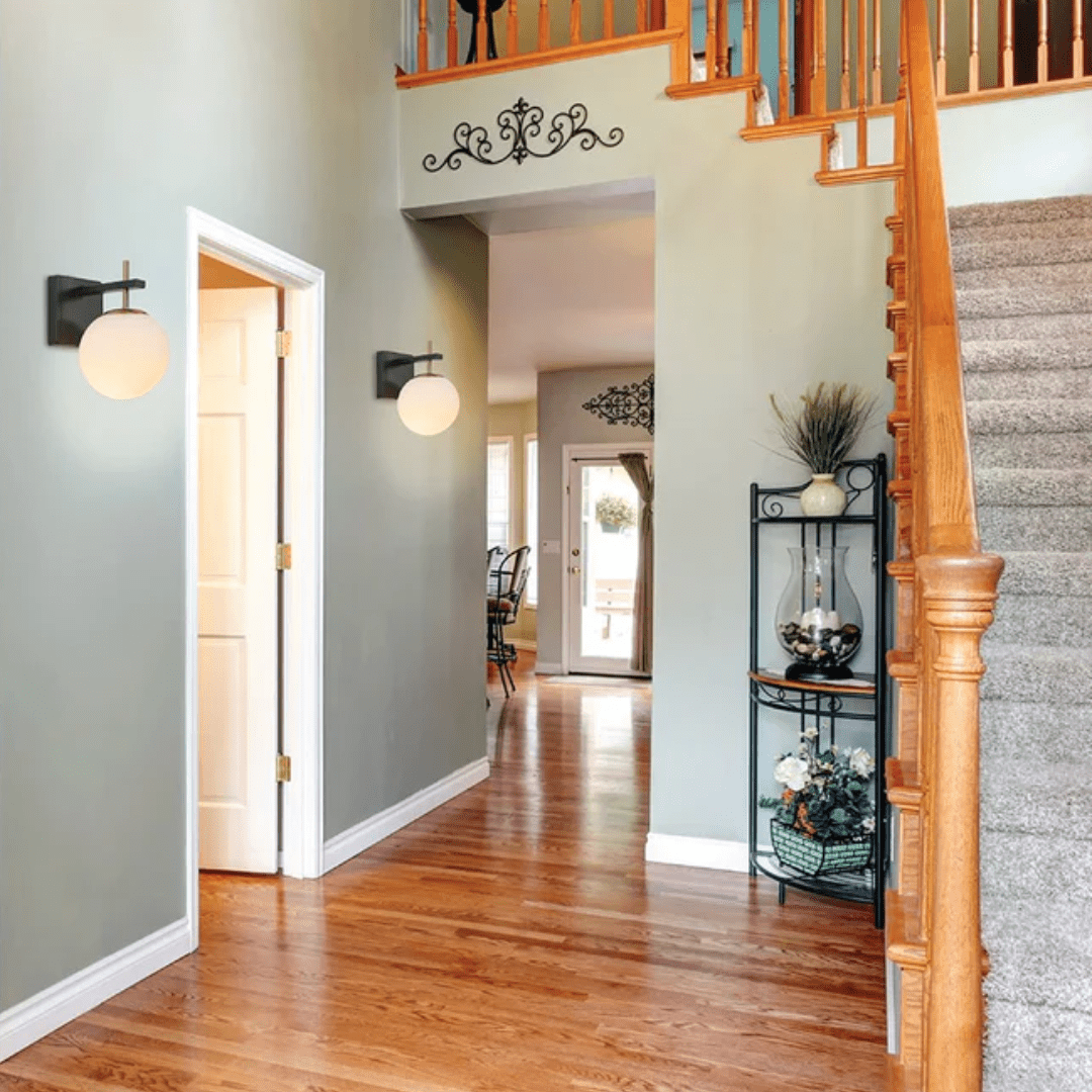 TKLD Wall & Sconce Lights Gold Aluminium Bronze Body Opal White Glass Globe Wall Light - 40W