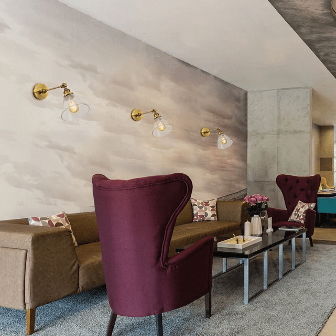 TKLD Wall & Sconce Lights Gold Aluminium Bronze Hinged Body Clear Glass Funnel Wall Light - 40W