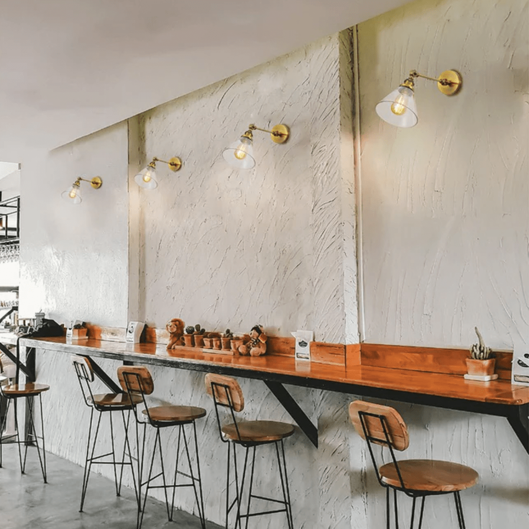 TKLD Wall & Sconce Lights Gold Aluminium Bronze Hinged Body Clear Glass Funnel Wall Light - 40W