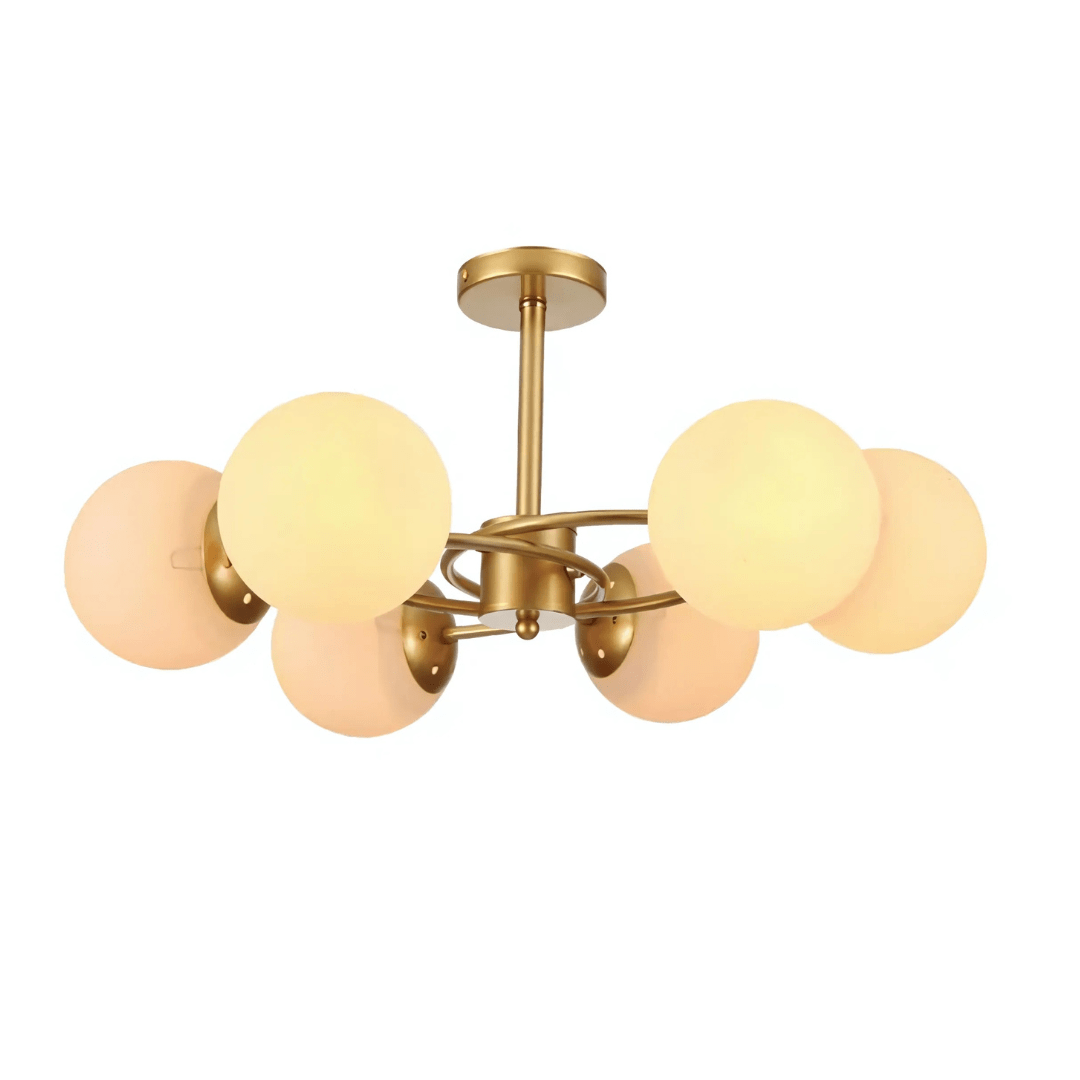 TKLD Ceiling Lights Gold Crescent Body Opal 6 Lamp Globe Ceiling Light - 40W