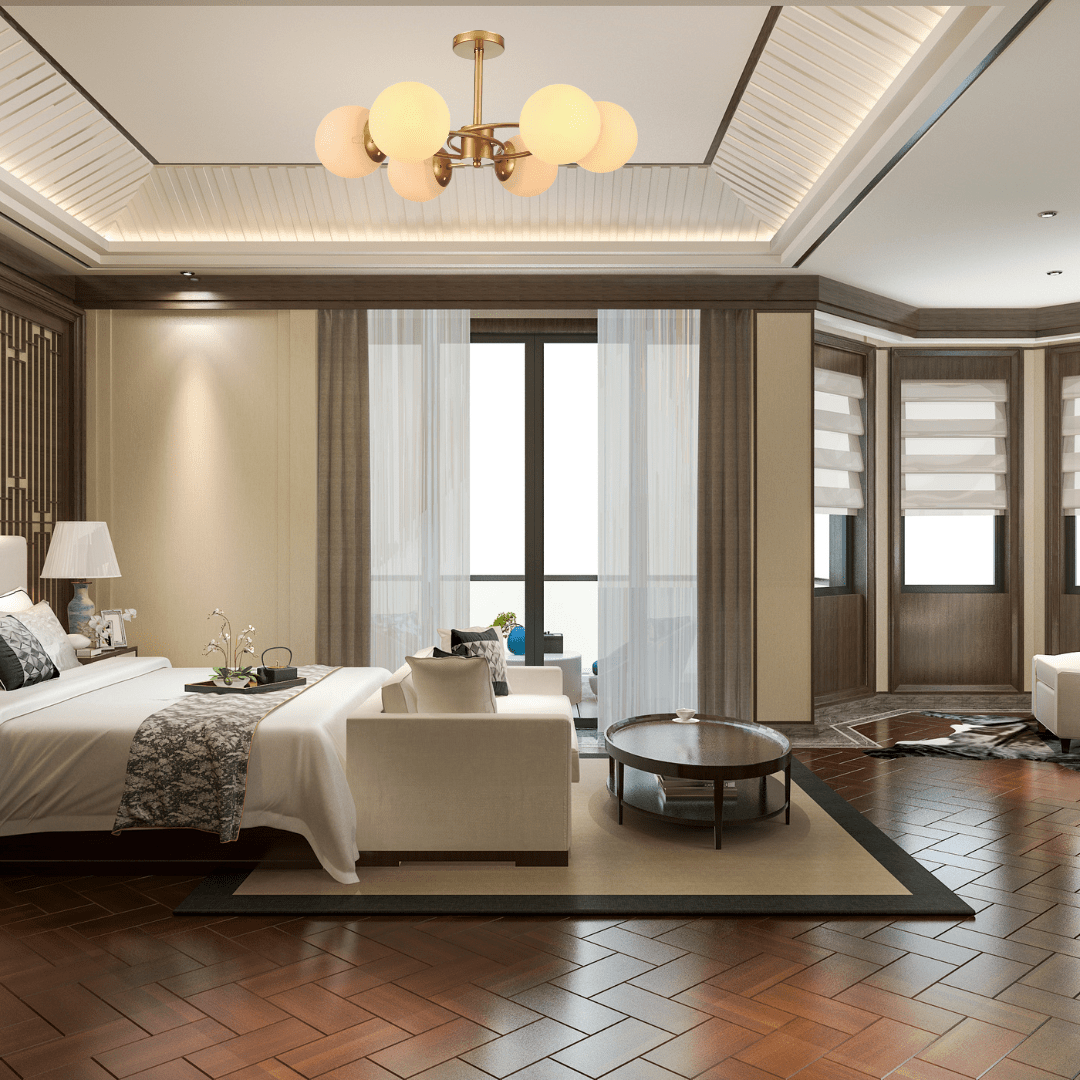 TKLD Ceiling Lights Gold Crescent Body Opal 6 Lamp Globe Ceiling Light - 40W