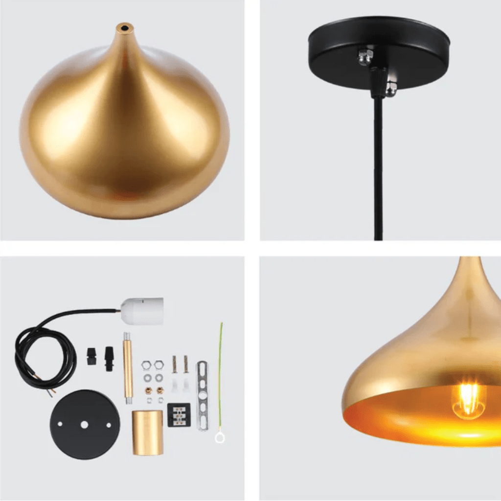 TKLD Pendant & Chandeliers Gold Dome E27 Metal Pendant Light