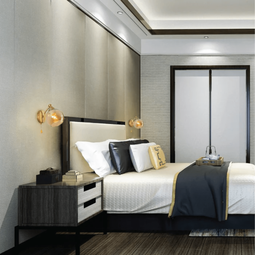 TKLD Wall & Sconce Lights Gold Hinged Metal Amber Dome Glass Wall Light E27 Pull Down Switch