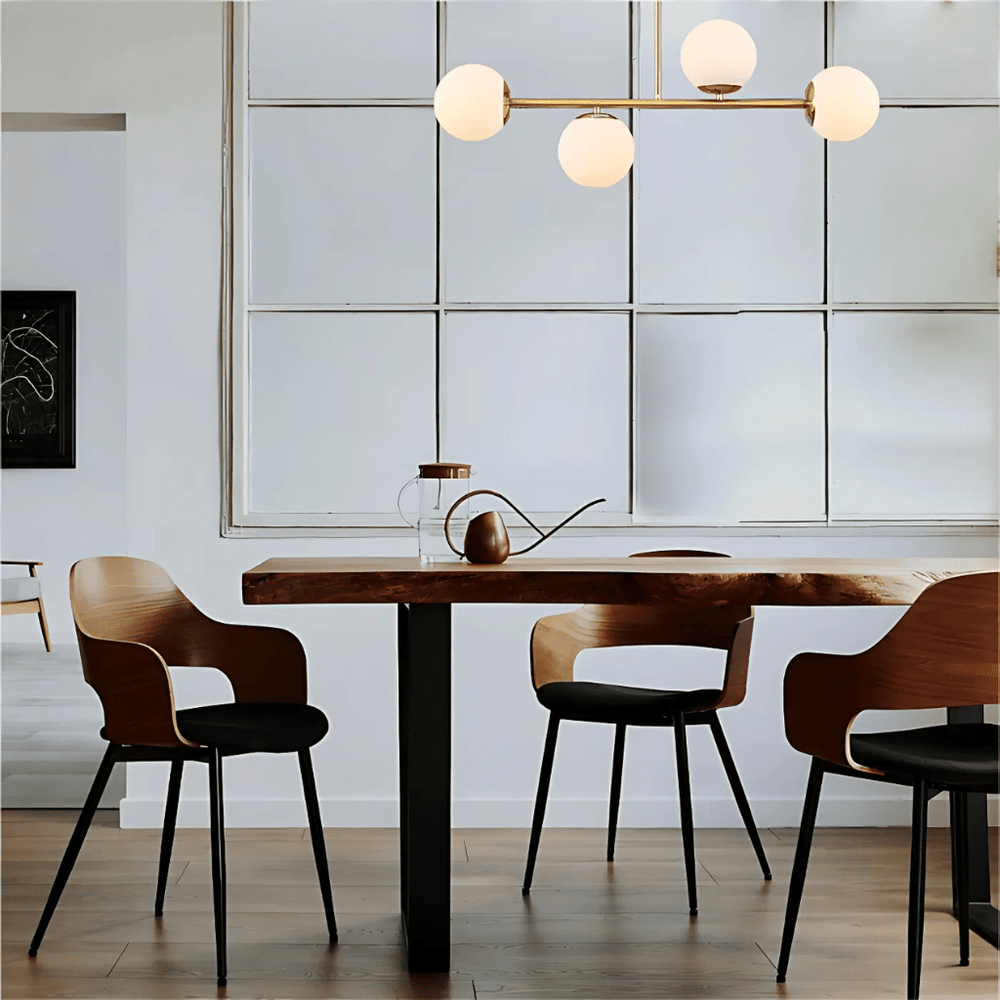 TKLD Pendant & Chandeliers Gold Metal Body Opal Glass Globes 4xE27 Ceiling Light