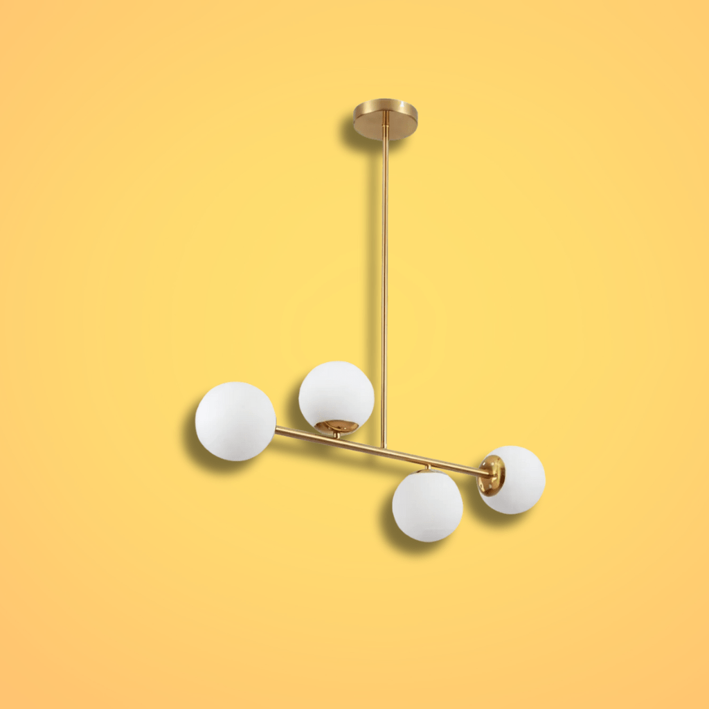 TKLD Pendant & Chandeliers Gold Metal Body Opal Glass Globes 4xE27 Ceiling Light