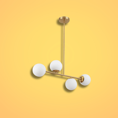 TKLD Pendant & Chandeliers Gold Metal Body Opal Glass Globes 4xE27 Ceiling Light