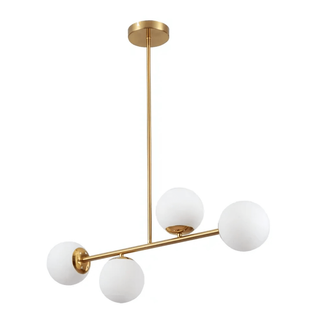 TKLD Pendant & Chandeliers Gold Metal Body Opal Glass Globes 4xE27 Ceiling Light