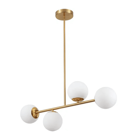 TKLD Pendant & Chandeliers Gold Metal Body Opal Glass Globes 4xE27 Ceiling Light