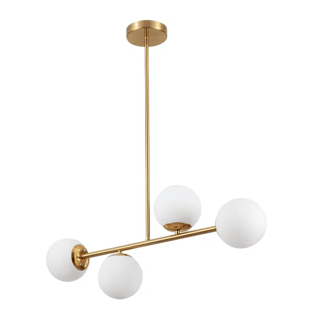 TKLD Pendant & Chandeliers Gold Metal Body Opal Glass Globes 4xE27 Ceiling Light