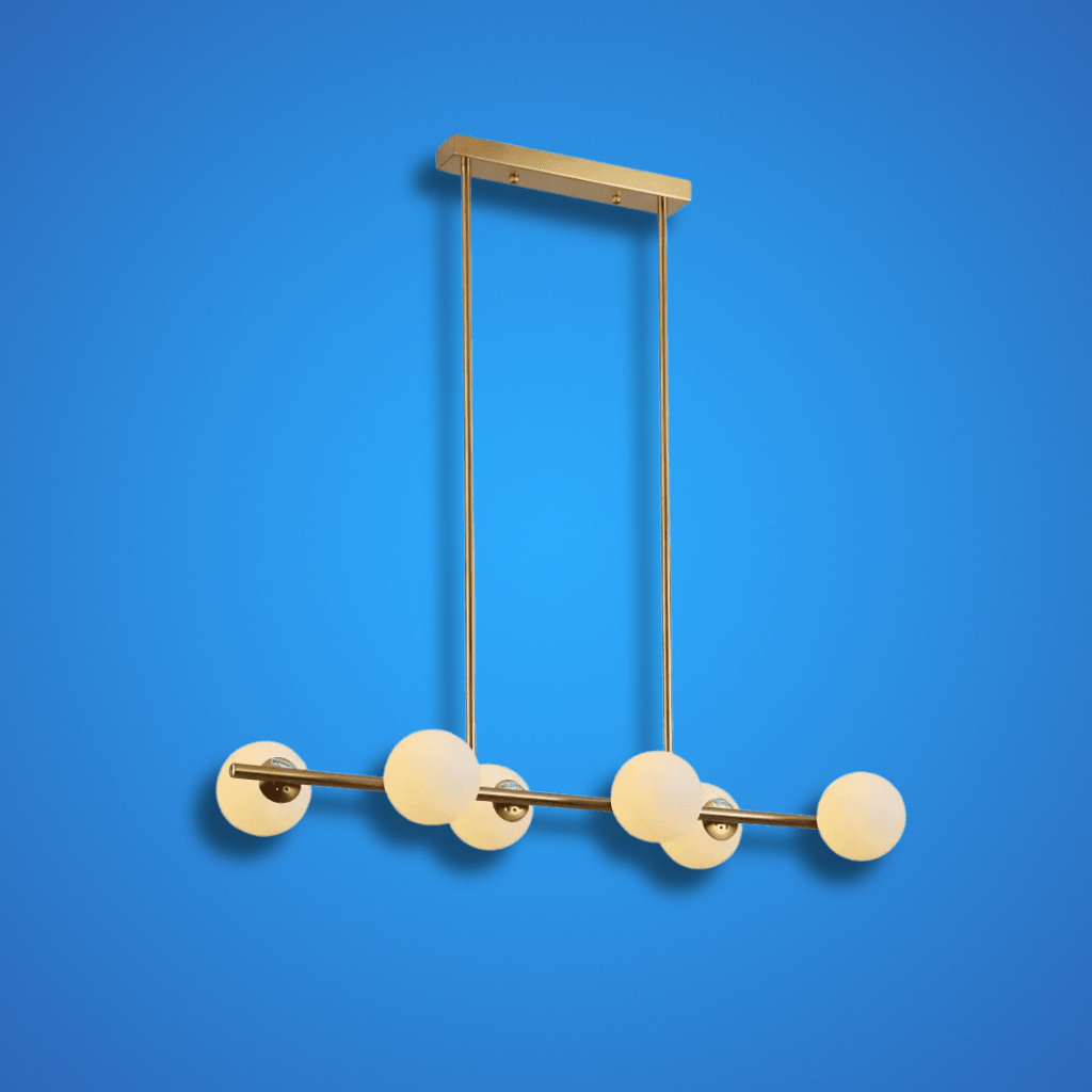 TKLD Pendant & Chandeliers Gold Metal Body Opal Glass Globes Kitchen Island Chandelier 6xG9 Ceiling Light