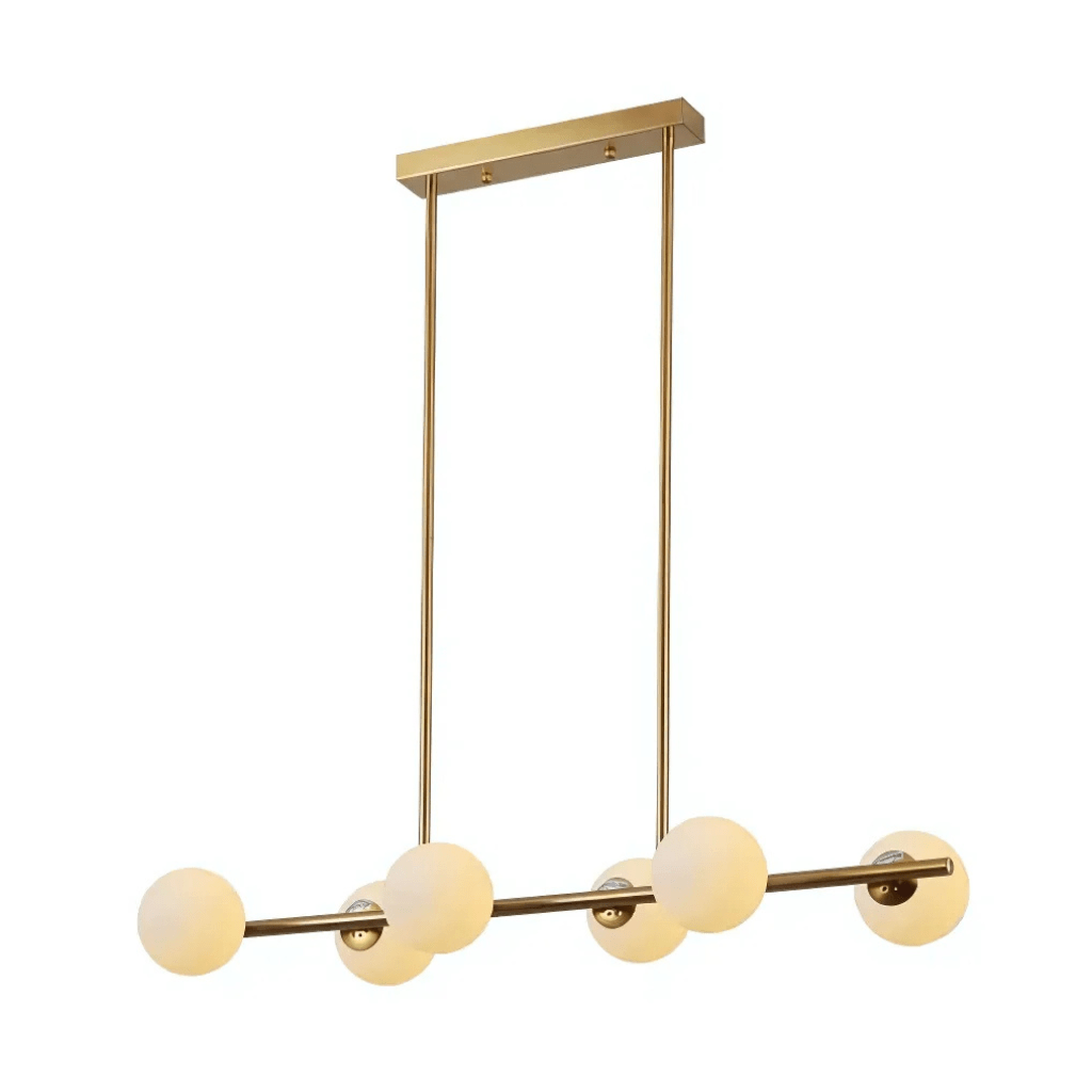 TKLD Pendant & Chandeliers Gold Metal Body Opal Glass Globes Kitchen Island Chandelier 6xG9 Ceiling Light