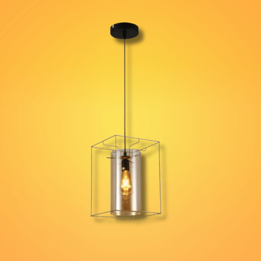 TKLD Pendant & Chandeliers Gold Metal Cage Single or Triple Cylinder Glass E27 Pendant or Island Ceiling Light